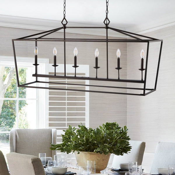 Prener 6-Light Pendant Light Fixture - Timeless Oil Rubbed Bronze Design for Ambient Dining Spaces