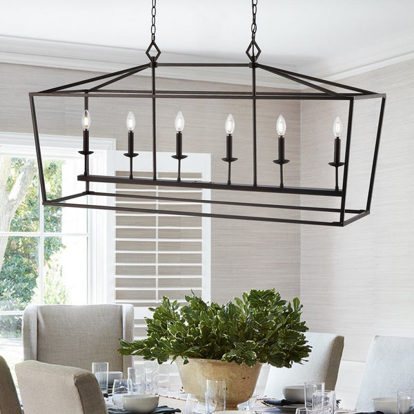 Prener 6-Light Pendant Light Fixture - Timeless Oil Rubbed Bronze Design for Ambient Dining Spaces