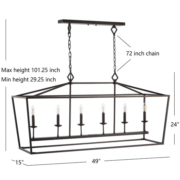 Prener 6-Light Pendant Light Fixture - Timeless Oil Rubbed Bronze Design for Ambient Dining Spaces
