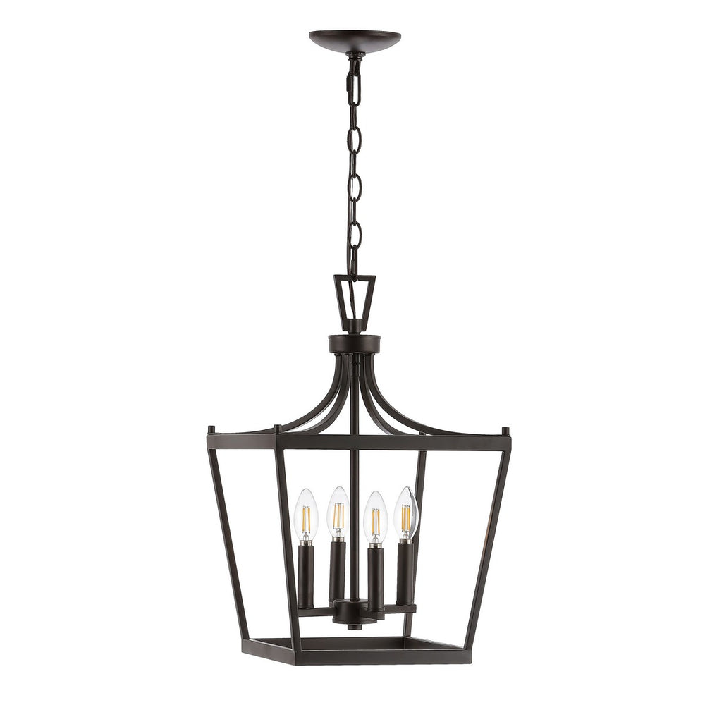 Nichi 4-Light Pendant: Elegant Pagoda-Style Lantern in Oil Rubbed Bronze for Stylish Interiors