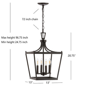 Nichi 4-Light Pendant: Elegant Pagoda-Style Lantern in Oil Rubbed Bronze for Stylish Interiors
