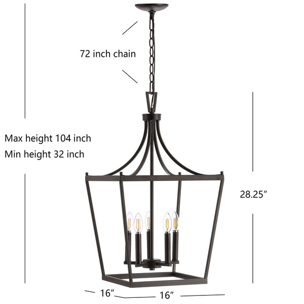 Kenris 5-Light Metal Pendant - Chic Pagoda-Style Lantern with Oil-Rubbed Finish for Stunning Illumination