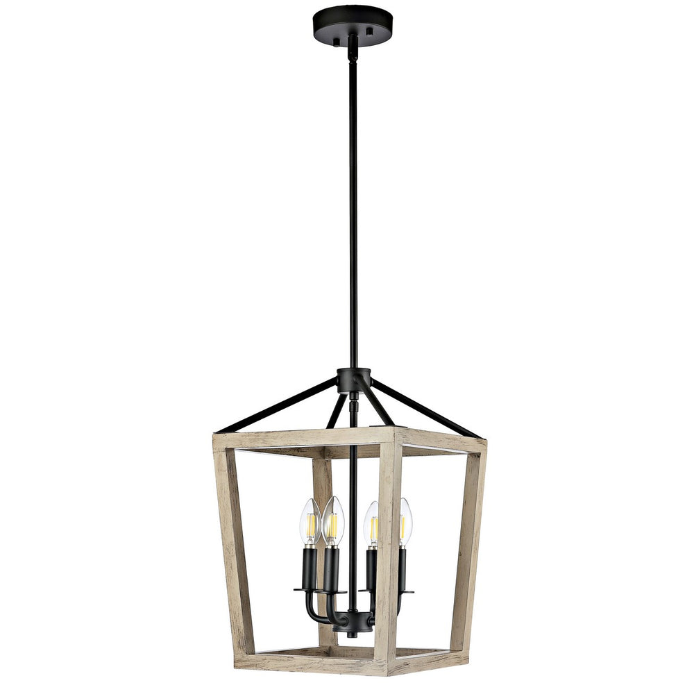 Valdis Pendant Light - Rustic Chic 4-Light Design in Black & Antique Grey, Perfect for Dining Rooms