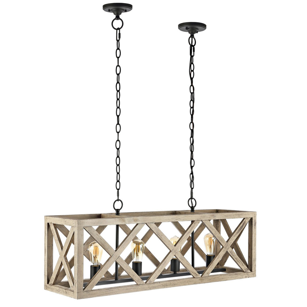 Sagan Pendant Light - Rustic Modern Design with 4 Adjustable Bulbs, Black and Antique Grey Finish