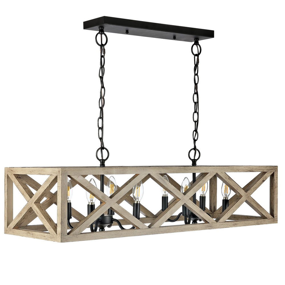 Quentin Pendant Light - Modern Black Metal & Wood Chandelier for Luxurious Dining Experiences