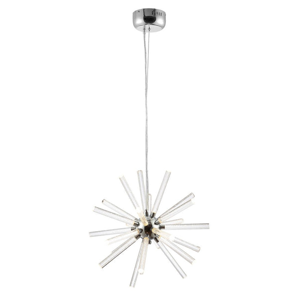 Gema LED Pendant Light - Retro Glam Style with Dimmable Acrylic Shine, Chrome Finish & Adjustable Height