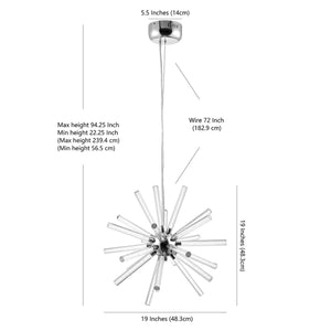 Gema LED Pendant Light - Retro Glam Style with Dimmable Acrylic Shine, Chrome Finish & Adjustable Height