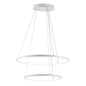 Faven LED Pendant Light - Minimalist Matte White Design, Dimmable, Adjustable Height for Modern Spaces