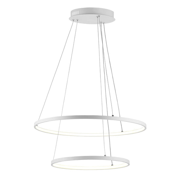 Faven LED Pendant Light - Minimalist Matte White Design, Dimmable, Adjustable Height for Modern Spaces