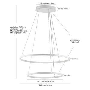 Faven LED Pendant Light - Minimalist Matte White Design, Dimmable, Adjustable Height for Modern Spaces
