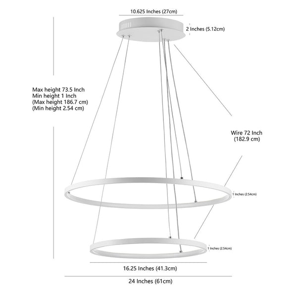 Faven LED Pendant Light - Minimalist Matte White Design, Dimmable, Adjustable Height for Modern Spaces