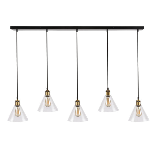 Presta Pendant Light - Industrial-Chic Design with Clear Glass Shades & Vintage Bulbs for Urban Style