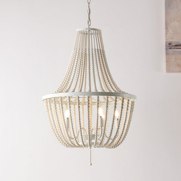 Safavieh Elanie Pendant Cream Wood Beads PND4140B