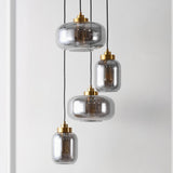 Safavieh Equinox, 4 Light, 19 Inch, Smoke Grey/Brass, Glass/Iron Pendant Smoke Grey / Brass Glass PND4142A