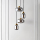 Safavieh Equinox, 4 Light, 19 Inch, Smoke Grey/Brass, Glass/Iron Pendant Smoke Grey / Brass Glass PND4142A