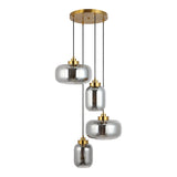 Safavieh Equinox, 4 Light, 19 Inch, Smoke Grey/Brass, Glass/Iron Pendant Smoke Grey / Brass Glass PND4142A