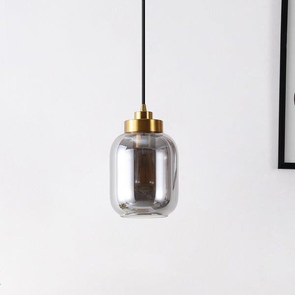 Safavieh Ethyx, 6 Inch, Smoke Grey/Brass, Glass/Iron Pendant  PND4143A