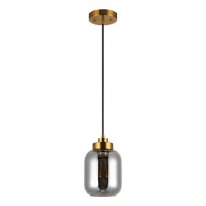 Safavieh Ethyx, 6 Inch, Smoke Grey/Brass, Glass/Iron Pendant  PND4143A