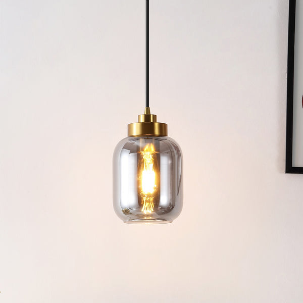 Safavieh Ethyx, 6 Inch, Smoke Grey/Brass, Glass/Iron Pendant  PND4143A