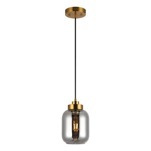 Safavieh Ethyx, 6 Inch, Smoke Grey/Brass, Glass/Iron Pendant  PND4143A
