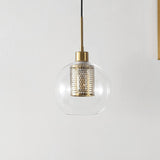 Safavieh Toronto, 7.75 Inch, Clear/Brass, Glass/Iron Extendable Pendant Clear / Brass Metal / Glass PND4146A