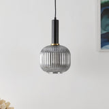 Safavieh Rynner, 8 Inch, Smoke Grey/Black, Glass/Iron Pendant Smoke Grey / Black Glass PND4148A