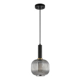 Safavieh Rynner, 8 Inch, Smoke Grey/Black, Glass/Iron Pendant Smoke Grey / Black Glass PND4148A