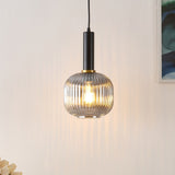 Safavieh Rynner, 8 Inch, Smoke Grey/Black, Glass/Iron Pendant Smoke Grey / Black Glass PND4148A