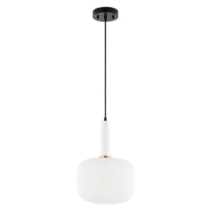 Safavieh Naois, 10 Inch, White/Black, Glass/Iron Pendant  White / Black Glass PND4149A