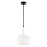 Safavieh Naois, 10 Inch, White/Black, Glass/Iron Pendant  White / Black Glass PND4149A