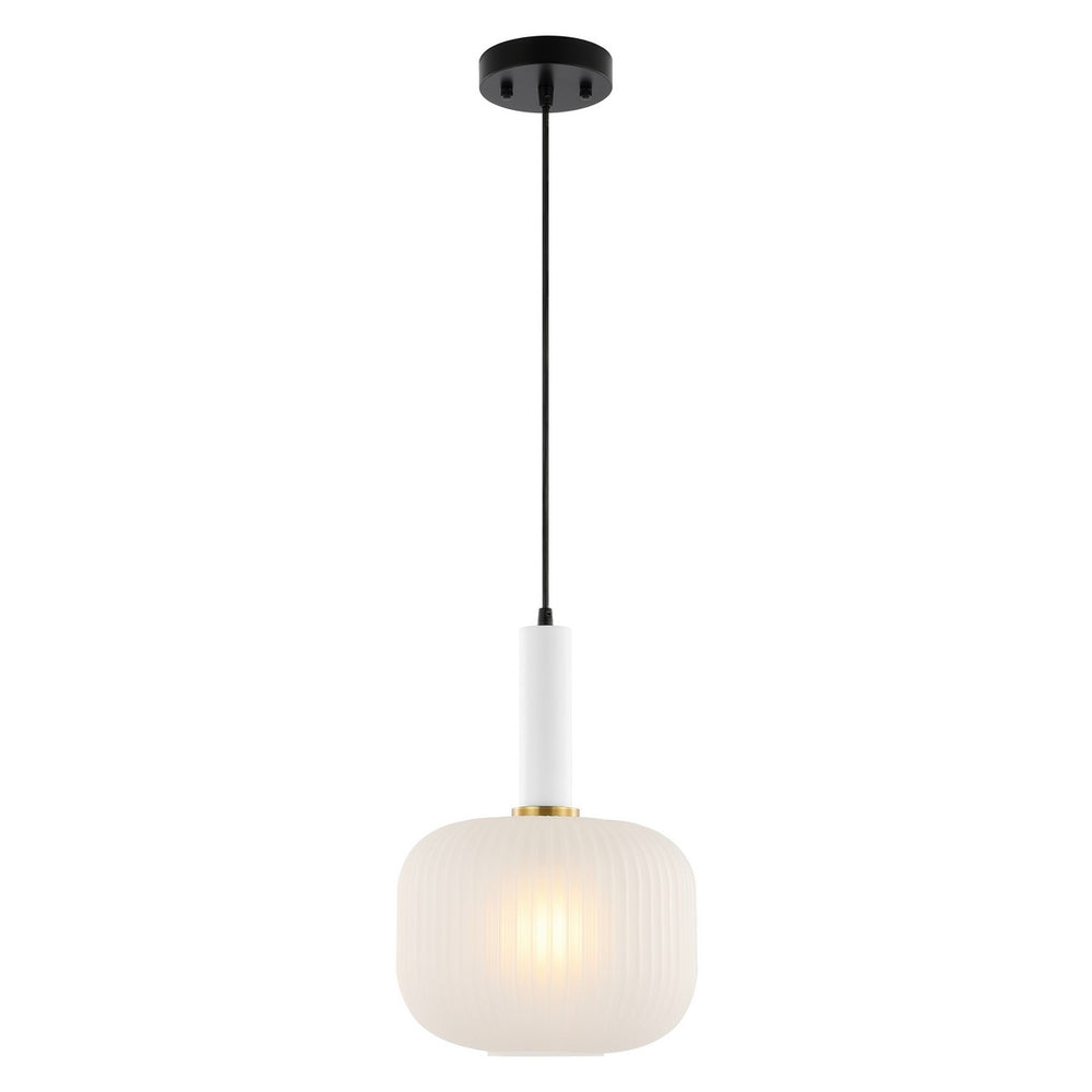 Safavieh Naois, 10 Inch, White/Black, Glass/Iron Pendant  White / Black Glass PND4149A