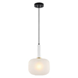 Safavieh Naois, 10 Inch, White/Black, Glass/Iron Pendant  White / Black Glass PND4149A