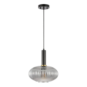 Safavieh Zeon, 12 Inch, Smoke Grey/Black, Glass/Iron Pendant Smoke Grey / Black Glass PND4150A