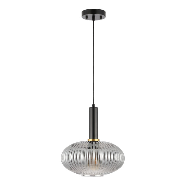 Safavieh Zeon, 12 Inch, Smoke Grey/Black, Glass/Iron Pendant Smoke Grey / Black Glass PND4150A
