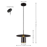 Safavieh Mynoby, 11.75 Inch, Black/Brass, Iron Extendable Pendant Black / Brass Metal PND4155A