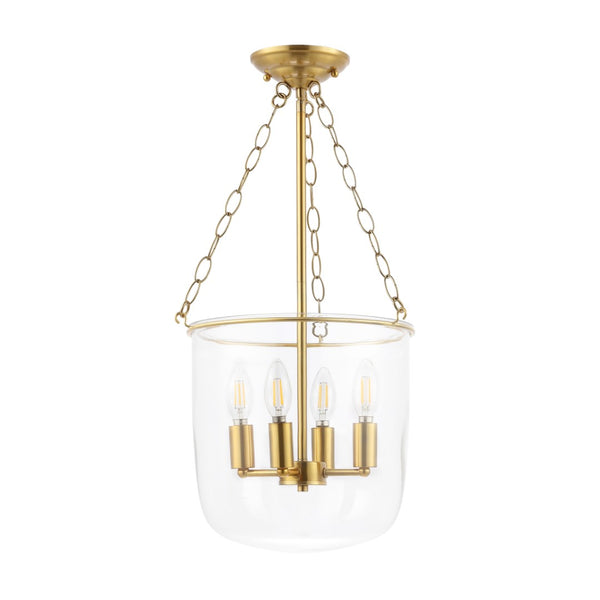 Safavieh Dahye 4 Lt 13 Inch Pendant Clear / Brass Metal PND4159A