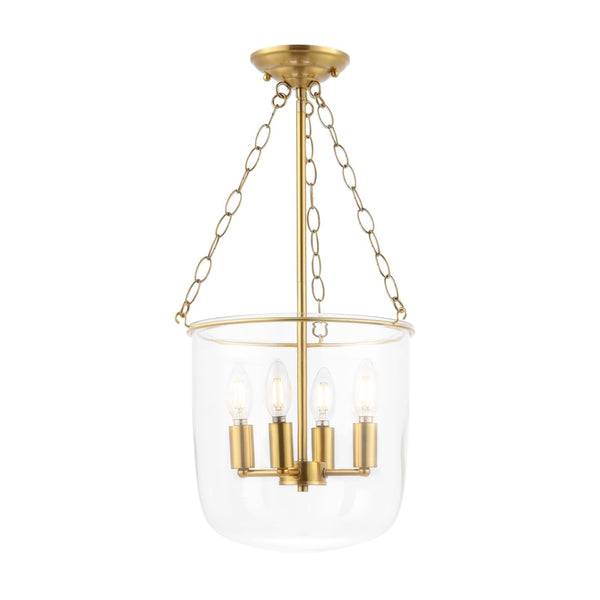 Safavieh Dahye 4 Lt 13 Inch Pendant Clear / Brass Metal PND4159A