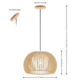 Safavieh Mesa, 17.75 Inch, Natural, Mdf Wood/Iron Extendable Pendant Natural Wood PND4160A