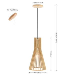 Safavieh Sonjay, 9.75 Inch, Natural, Mdf Wood/Iron Extendable Pendant Natural Wood PND4161A