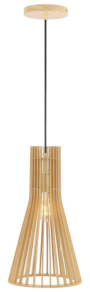 Safavieh Sonjay, 9.75 Inch, Natural, Mdf Wood/Iron Extendable Pendant Natural Wood PND4161A