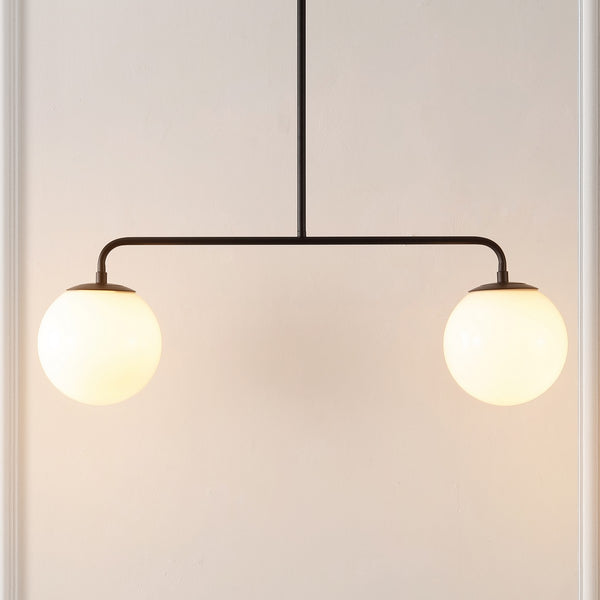 Safavieh Conyer, 2 Light, 29 Inch, Black, Iron/Glass Extendable Pendant Black Metal PND4166A