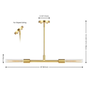 Safavieh Vasei, 2 Light, 34 Inch, Brass/Clear, Iron/Glass Extendable Pendant Brass / Clear PND4179A