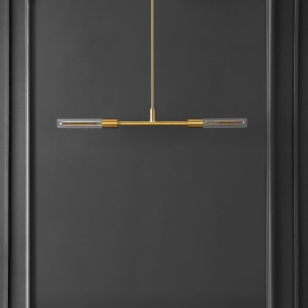 Safavieh Vasei, 2 Light, 34 Inch, Brass/Clear, Iron/Glass Extendable Pendant Brass / Clear PND4179A