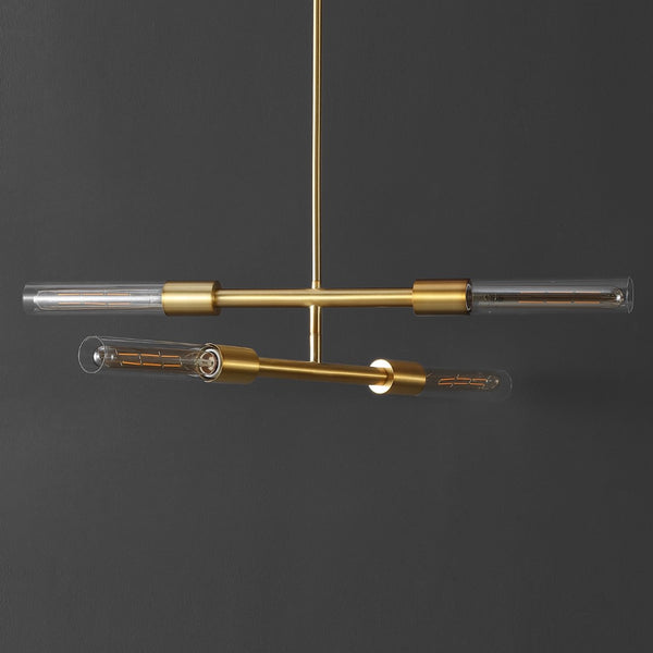 Safavieh Cronos, 4 Light, 32 Inch, Brass/Clear, Iron/Glass Extendable Pendant Brass / Clear PND4180A