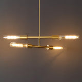 Safavieh Cronos, 4 Light, 32 Inch, Brass/Clear, Iron/Glass Extendable Pendant Brass / Clear PND4180A