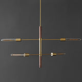 Safavieh Viceroy, 4 Light, 25 Inch, Brass/Walnut, Iron/Solid Wood Extendable Pendant Brass / Walnut Metal / Wood PND4181A