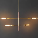 Safavieh Viceroy, 4 Light, 25 Inch, Brass/Walnut, Iron/Solid Wood Extendable Pendant Brass / Walnut Metal / Wood PND4181A