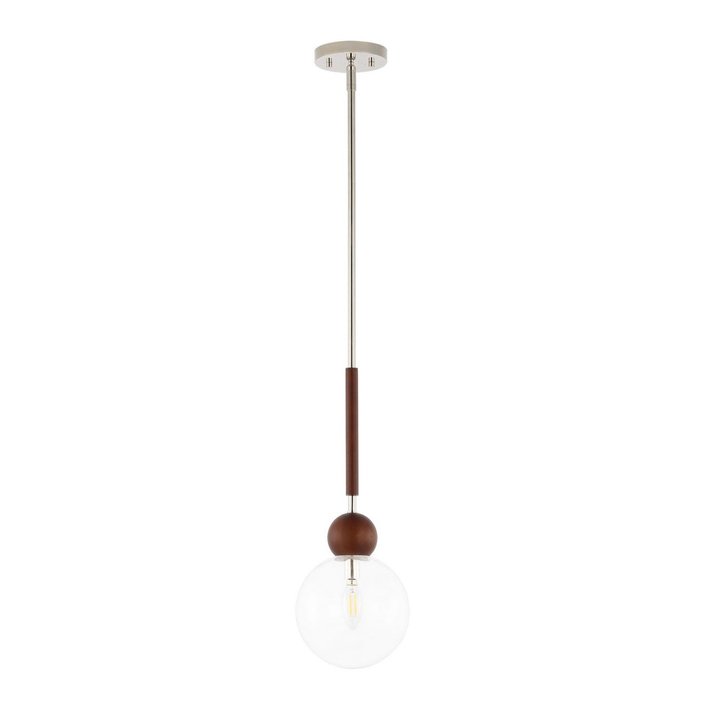 Safavieh Roxora, 7 Inch, Dark Walnut/Nickle, Iron/Solid Wood/Glass Extendable Pendant Dark Walnut / Nickle Metal / Wood PND4182A