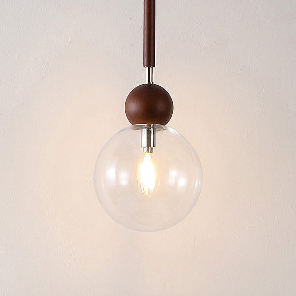 Safavieh Roxora, 7 Inch, Dark Walnut/Nickle, Iron/Solid Wood/Glass Extendable Pendant Dark Walnut / Nickle Metal / Wood PND4182A