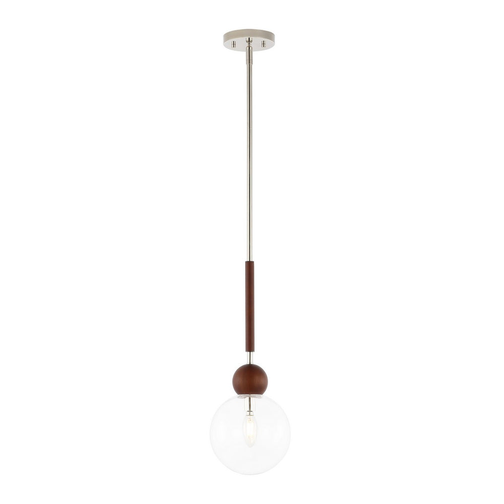Safavieh Roxora, 7 Inch, Dark Walnut/Nickle, Iron/Solid Wood/Glass Extendable Pendant Dark Walnut / Nickle Metal / Wood PND4182A